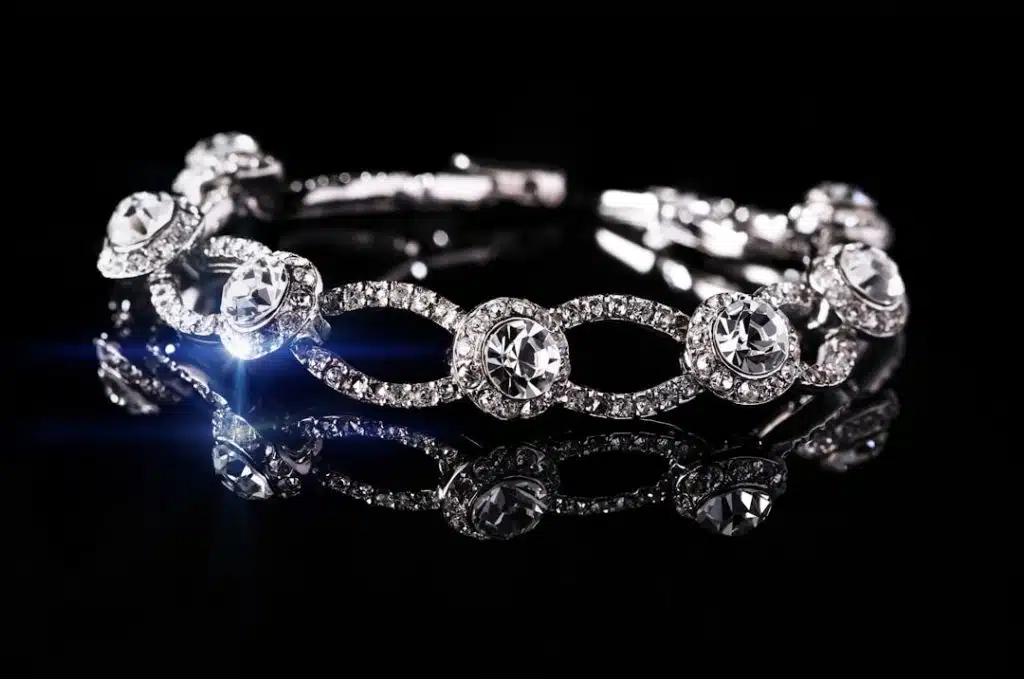 Silver Rhinestones bracelet with Small Cubic Zirconia Stones