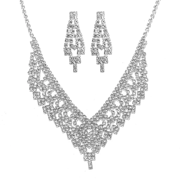 Rhinestone Necklace Earrings Set  LN0017
