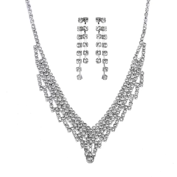 Rhinestone Necklace Earrings Set  LN0022