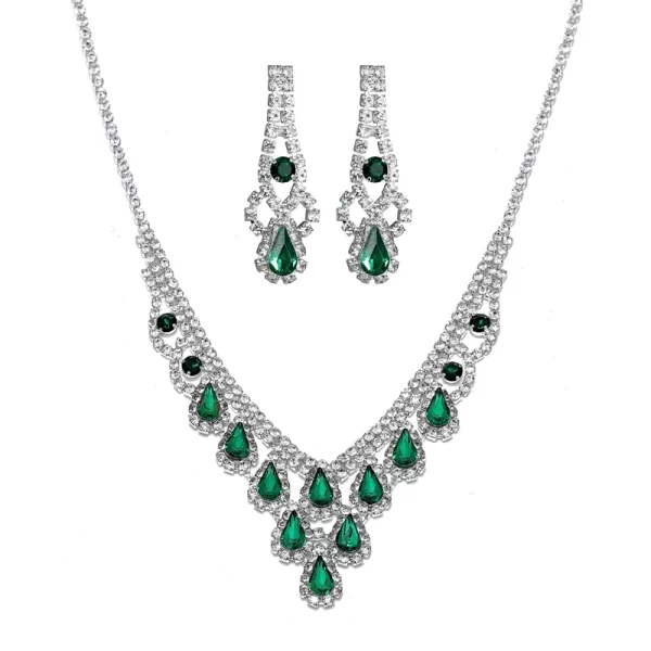 Rhinestone Necklace Earrings Set  LN0030C
