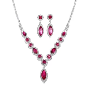 Rhinestone Necklace Earrings Set  LN0032B