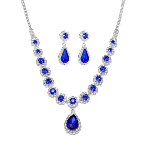 Rhinestone Necklace Earrings Set  LN0033B